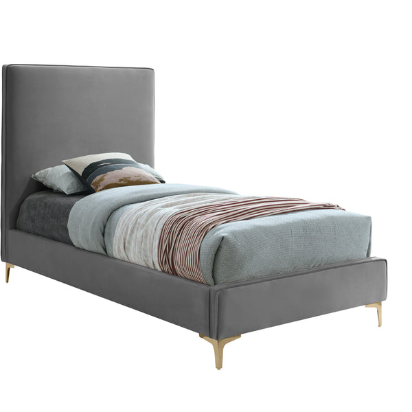 Meridian Geri Grey Velvet Twin Bed IMAGE 1