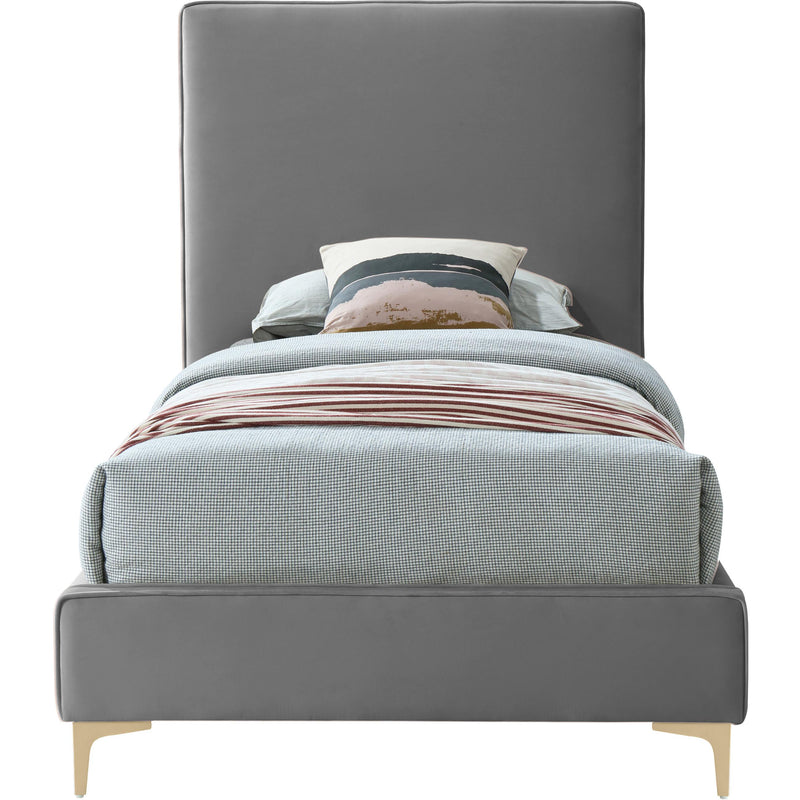 Meridian Geri Grey Velvet Twin Bed IMAGE 3