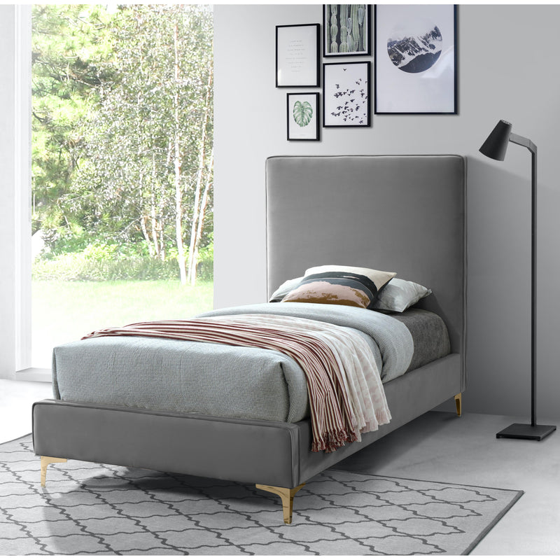 Meridian Geri Grey Velvet Twin Bed IMAGE 7