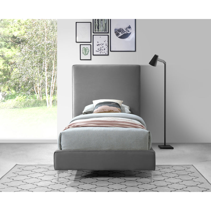 Meridian Geri Grey Velvet Twin Bed IMAGE 8