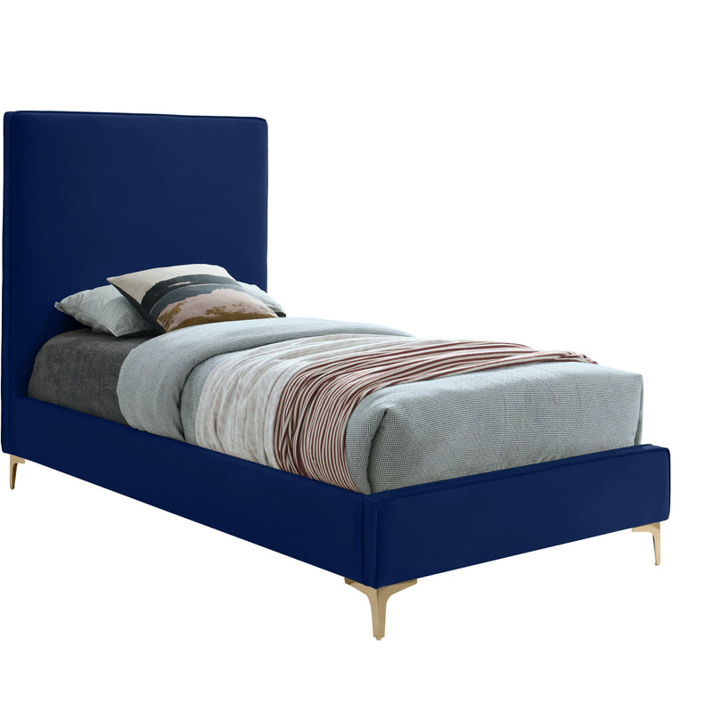 Meridian Geri Navy Velvet Twin Bed IMAGE 1