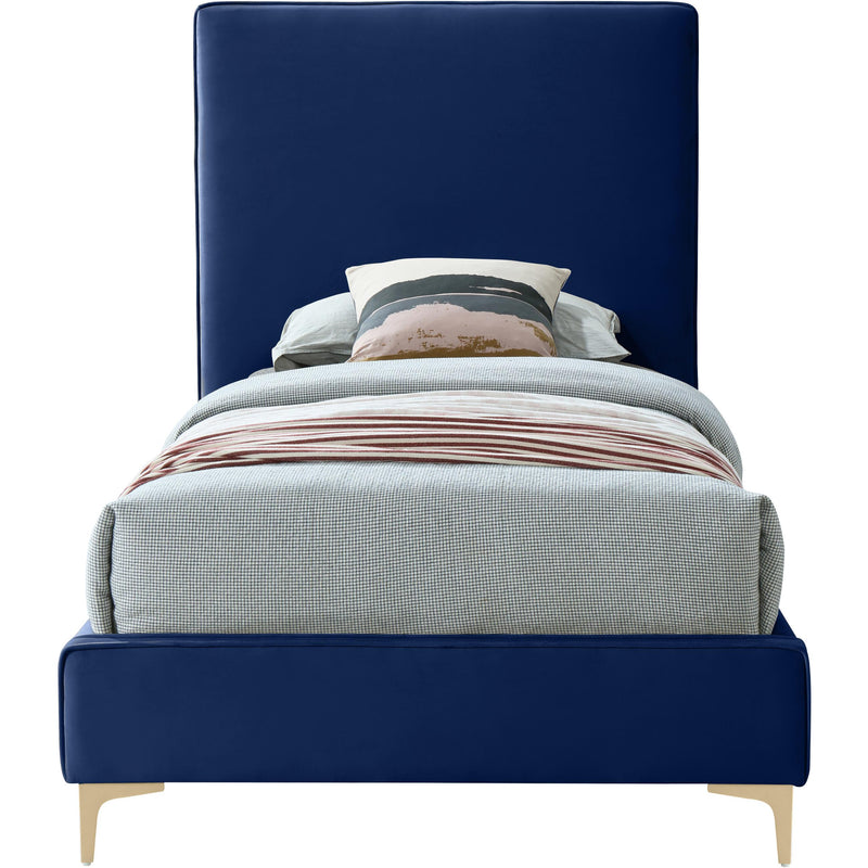 Meridian Geri Navy Velvet Twin Bed IMAGE 3