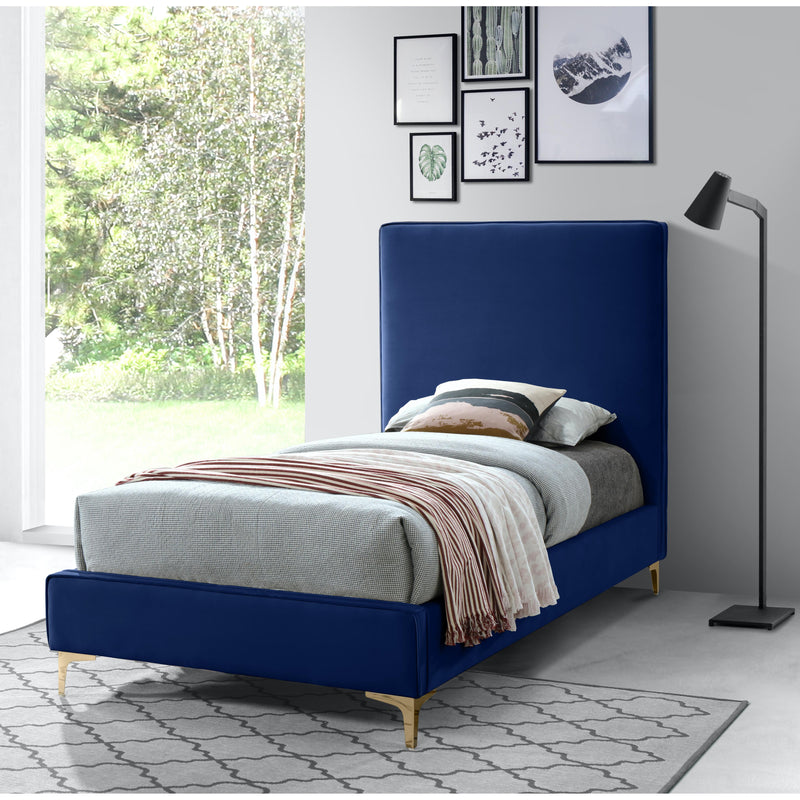 Meridian Geri Navy Velvet Twin Bed IMAGE 7