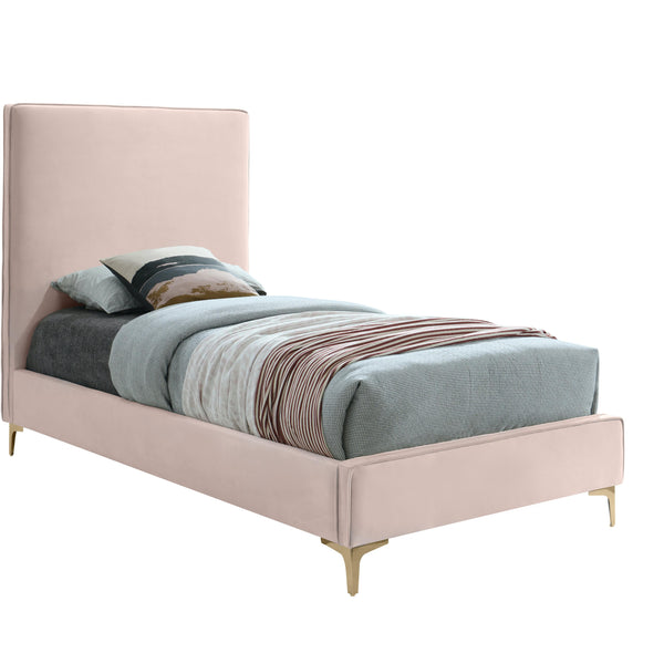 Meridian Geri Pink Velvet Twin Bed IMAGE 1