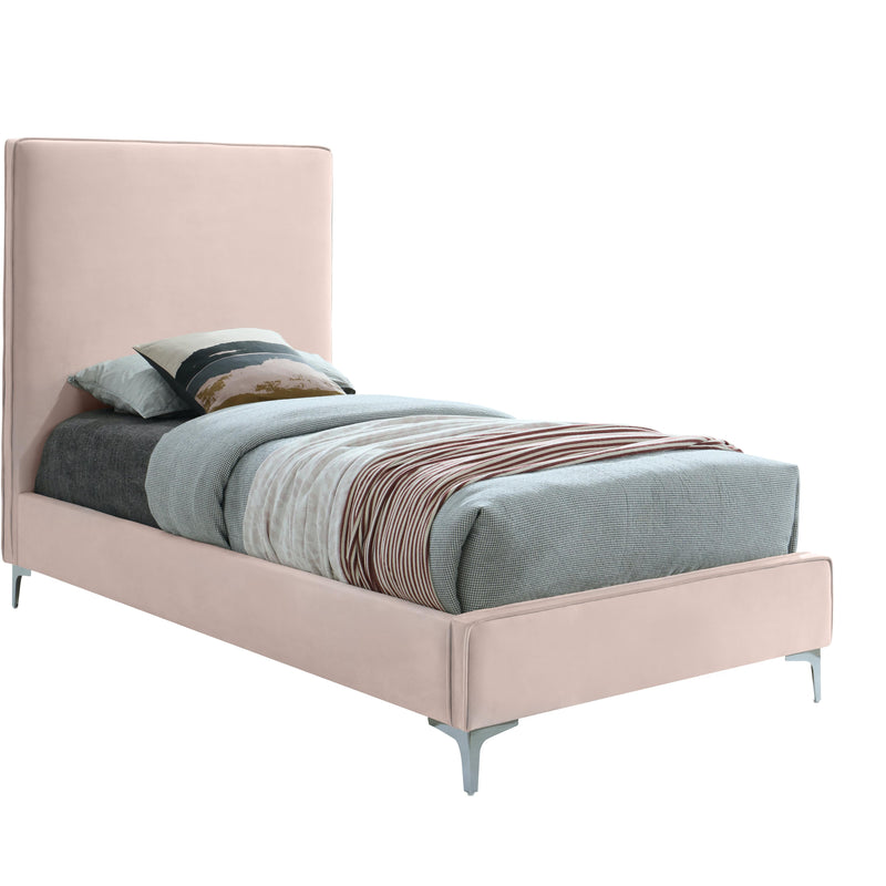 Meridian Geri Pink Velvet Twin Bed IMAGE 2