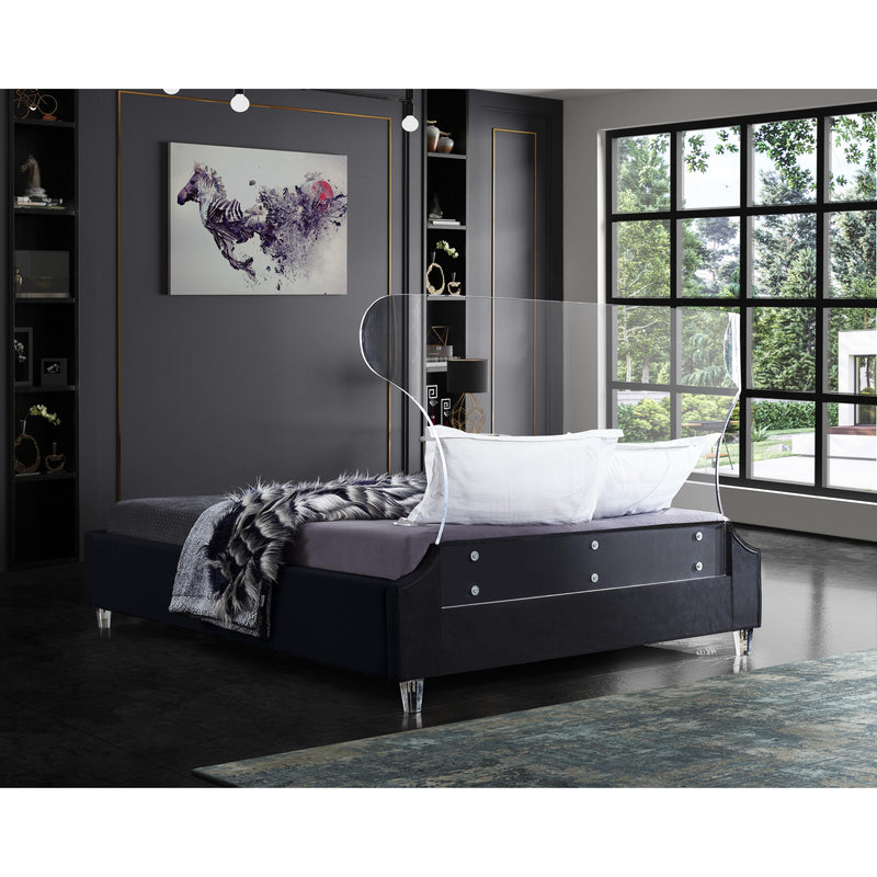 Meridian Ghost Black Velvet Full Bed IMAGE 6