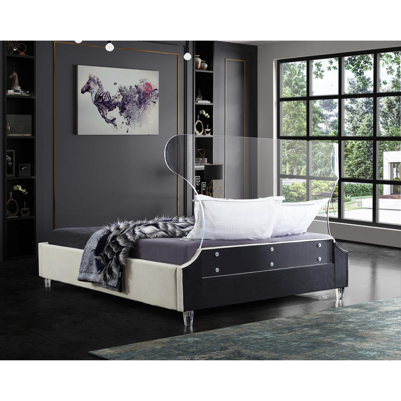 Meridian Ghost Cream Velvet Full Bed IMAGE 6