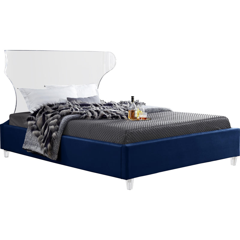 Meridian Ghost Navy Velvet Full Bed IMAGE 1