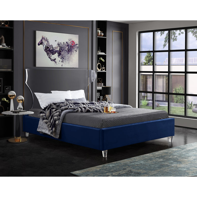 Meridian Ghost Navy Velvet Full Bed IMAGE 3