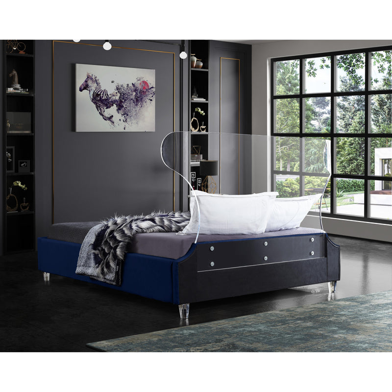 Meridian Ghost Navy Velvet Full Bed IMAGE 6