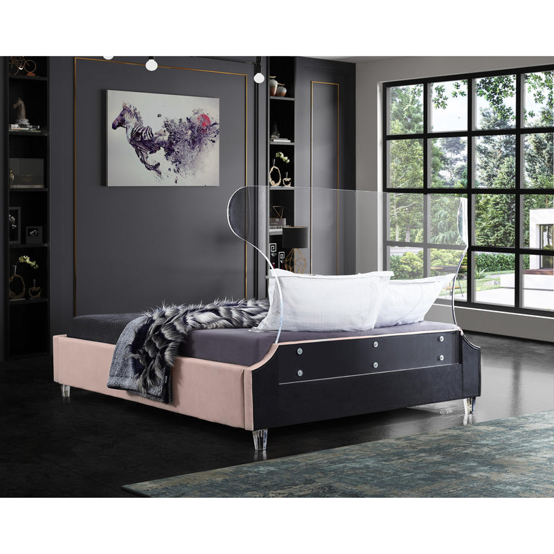 Meridian Ghost Pink Velvet Full Bed IMAGE 6