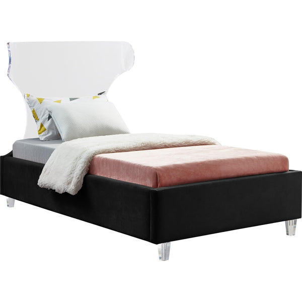 Meridian Ghost Black Velvet Twin Bed IMAGE 1