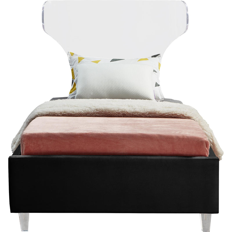 Meridian Ghost Black Velvet Twin Bed IMAGE 2