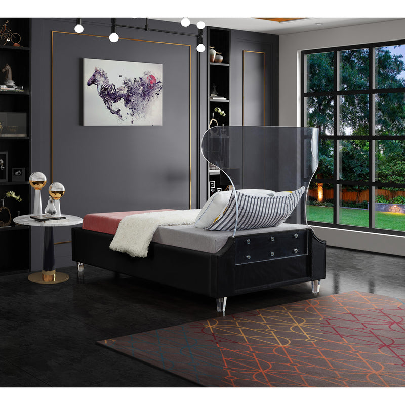 Meridian Ghost Black Velvet Twin Bed IMAGE 6