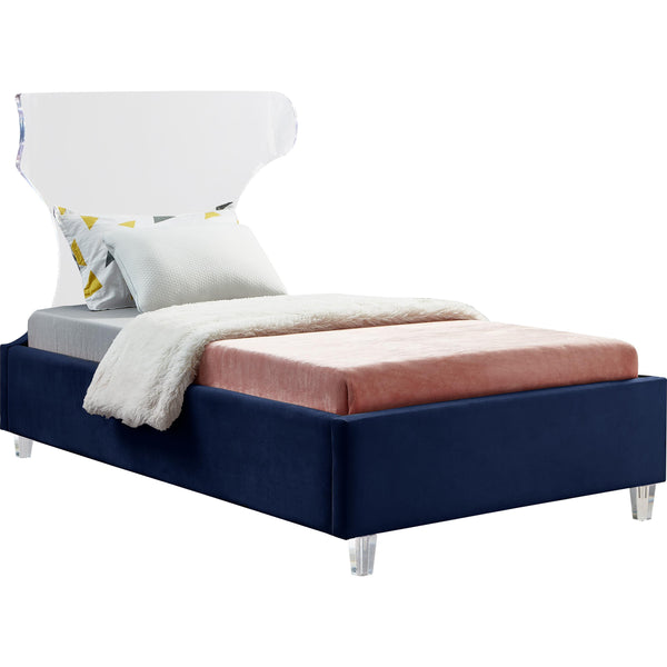 Meridian Ghost Navy Velvet Twin Bed IMAGE 1