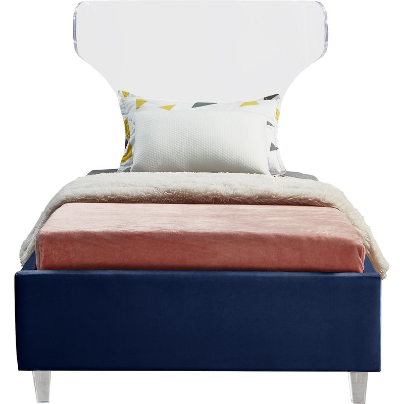 Meridian Ghost Navy Velvet Twin Bed IMAGE 2