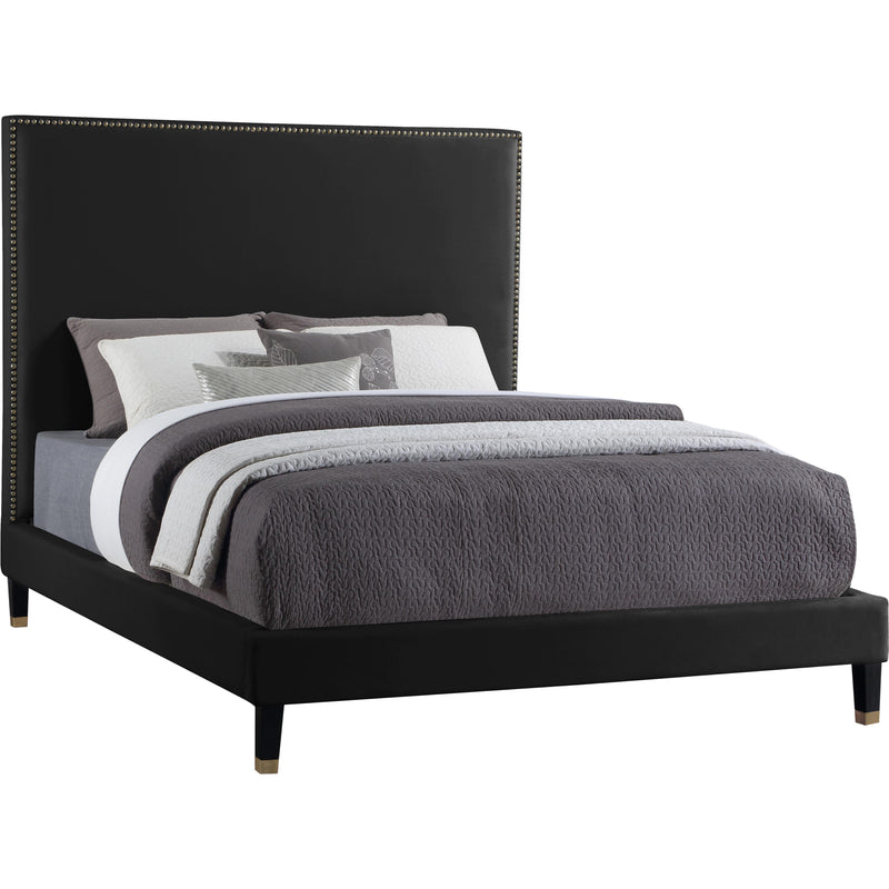 Meridian Harlie Black Velvet Full Bed IMAGE 1