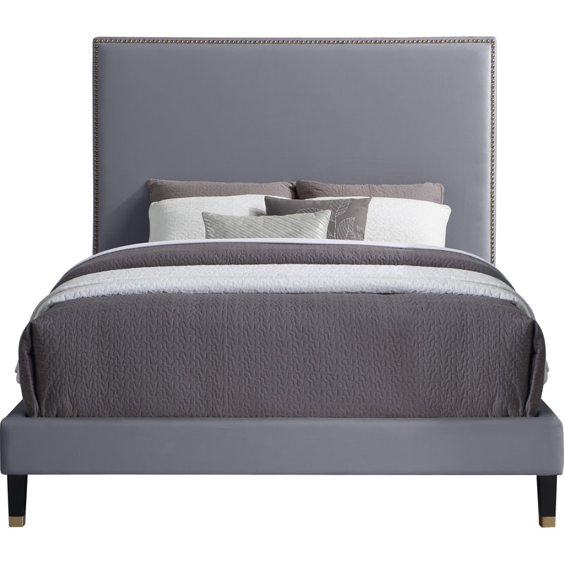 Meridian Harlie Grey Velvet Full Bed IMAGE 2