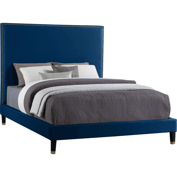 Meridian Harlie Navy Velvet Full Bed IMAGE 1