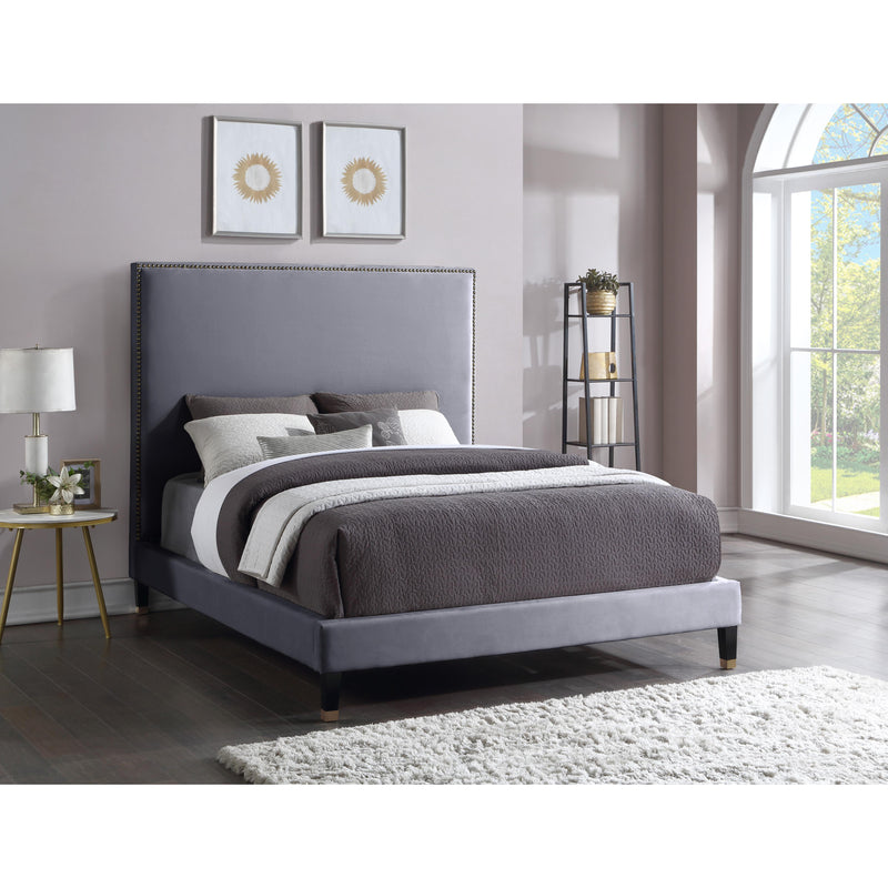 Meridian Harlie Grey Velvet King Bed IMAGE 8