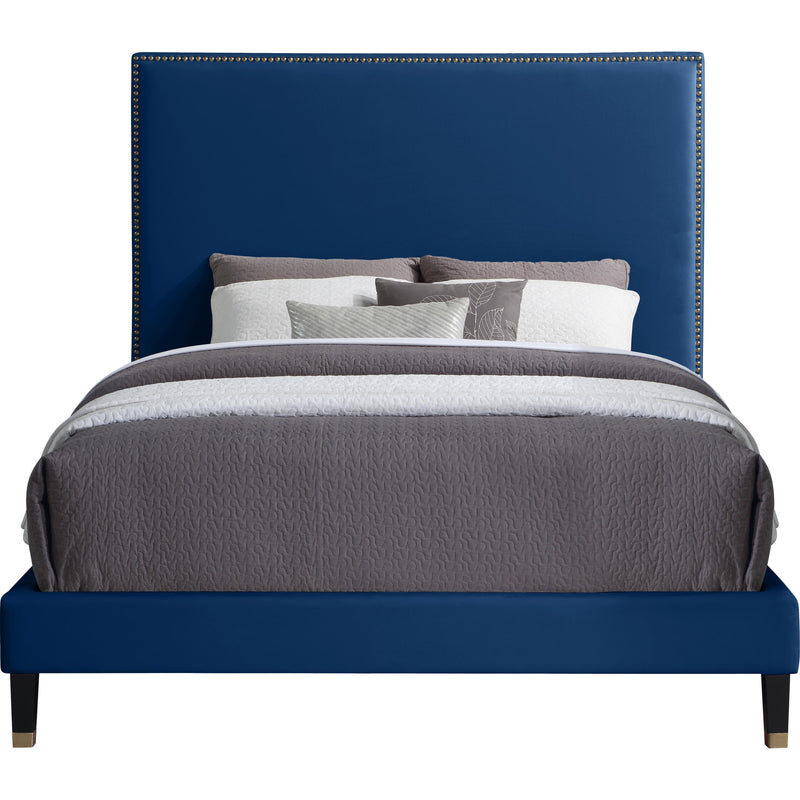 Meridian Harlie Navy Velvet Queen Bed IMAGE 2