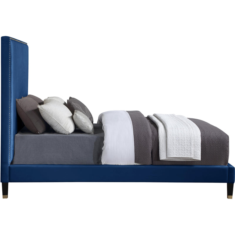 Meridian Harlie Navy Velvet Queen Bed IMAGE 3