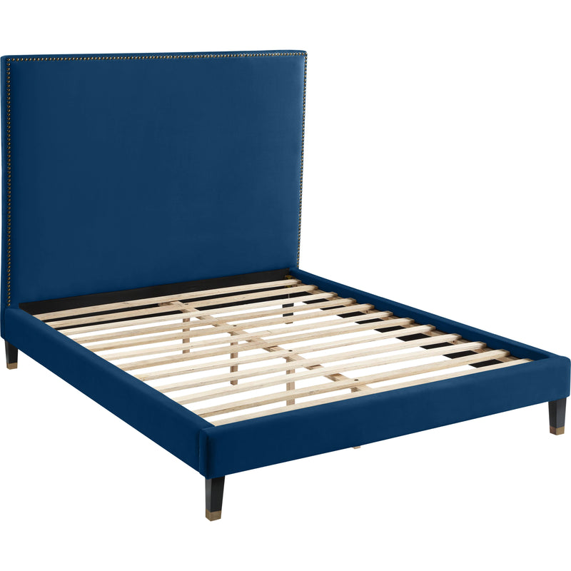 Meridian Harlie Navy Velvet Queen Bed IMAGE 4