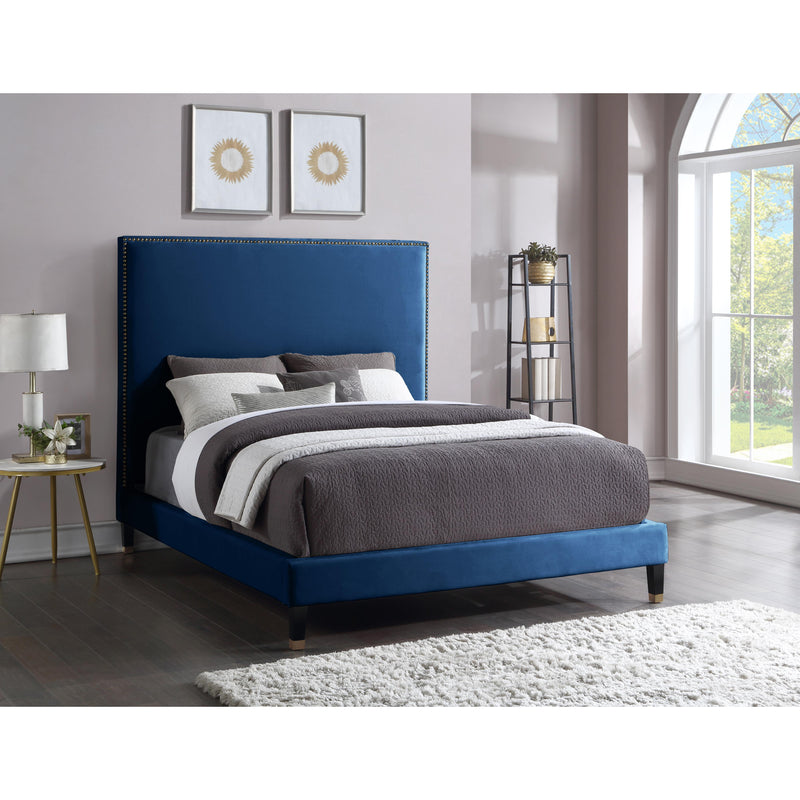 Meridian Harlie Navy Velvet Queen Bed IMAGE 8