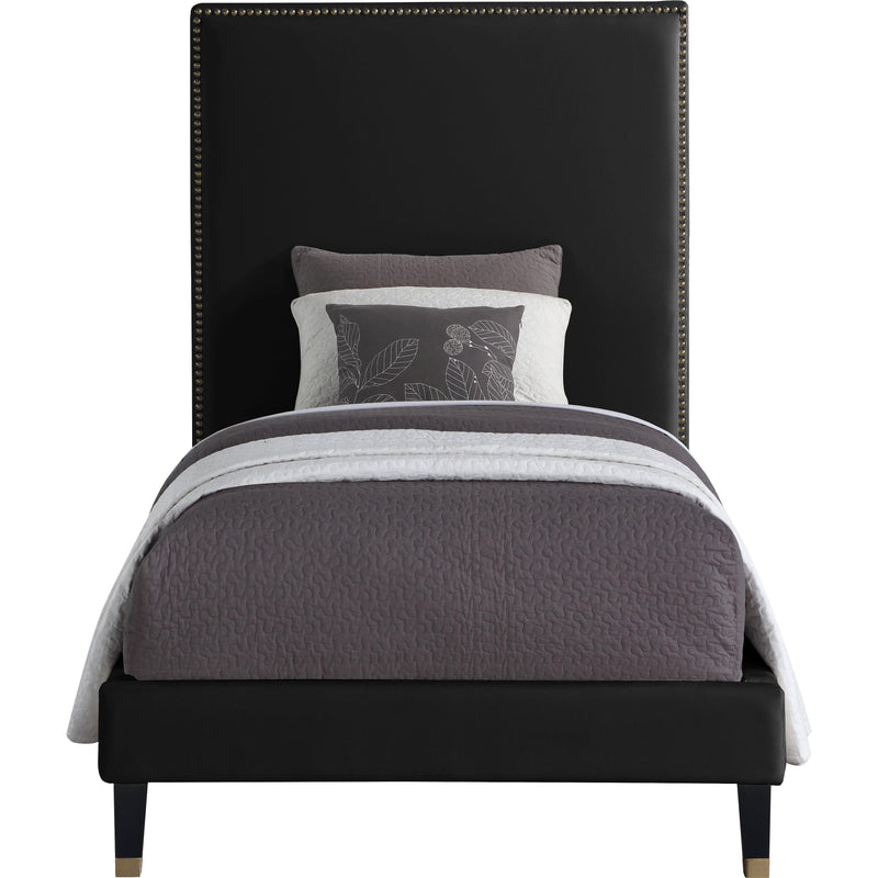 Meridian Harlie Black Velvet Twin Bed IMAGE 2