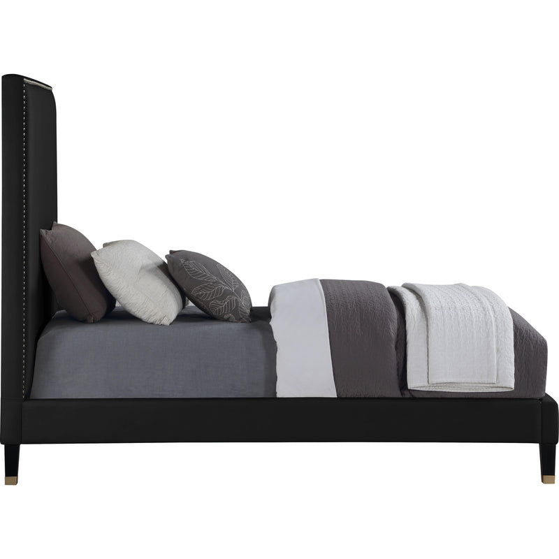 Meridian Harlie Black Velvet Twin Bed IMAGE 3