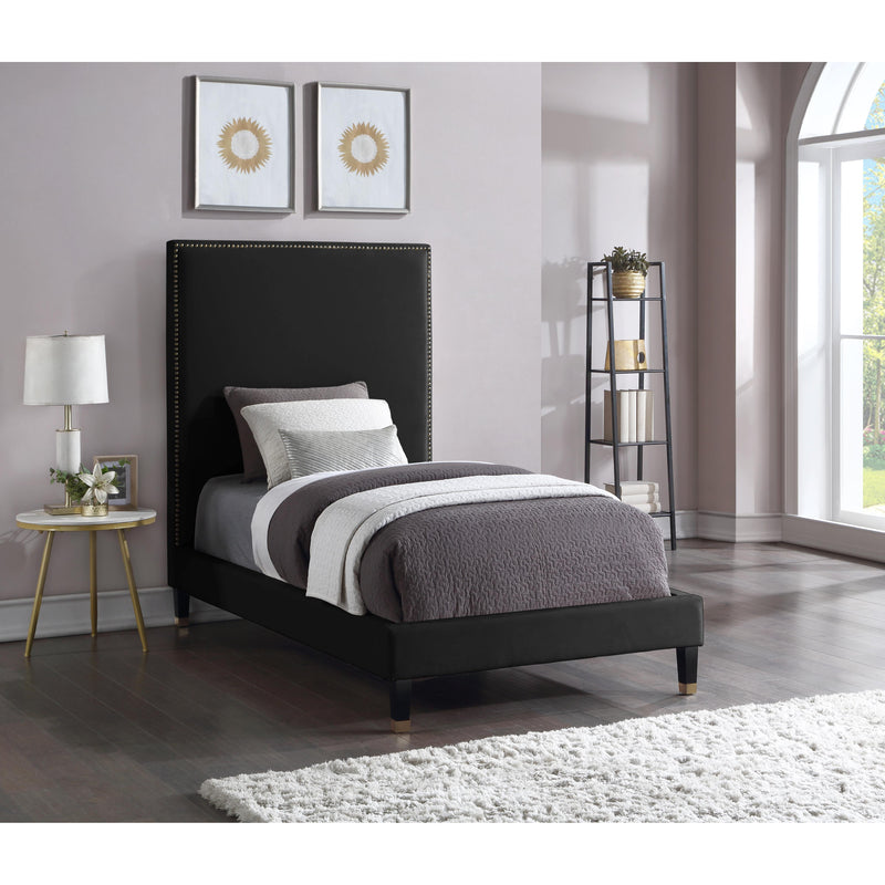 Meridian Harlie Black Velvet Twin Bed IMAGE 8