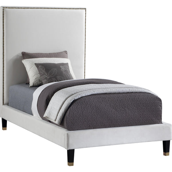 Meridian Harlie Cream Velvet Twin Bed IMAGE 1