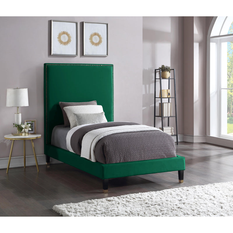 Meridian Harlie Green Velvet Twin Bed IMAGE 8