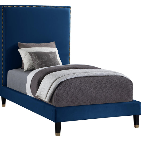 Meridian Harlie Navy Velvet Twin Bed IMAGE 1