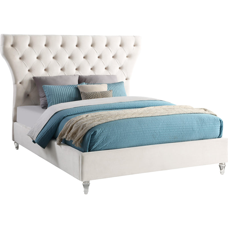 Meridian Kira Cream Velvet King Bed IMAGE 1