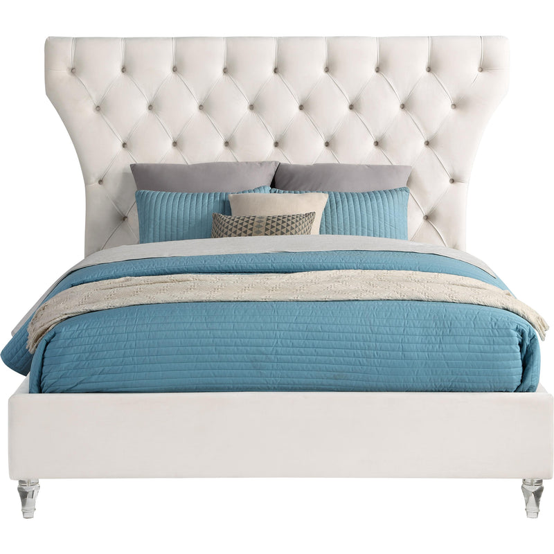 Meridian Kira Cream Velvet King Bed IMAGE 2