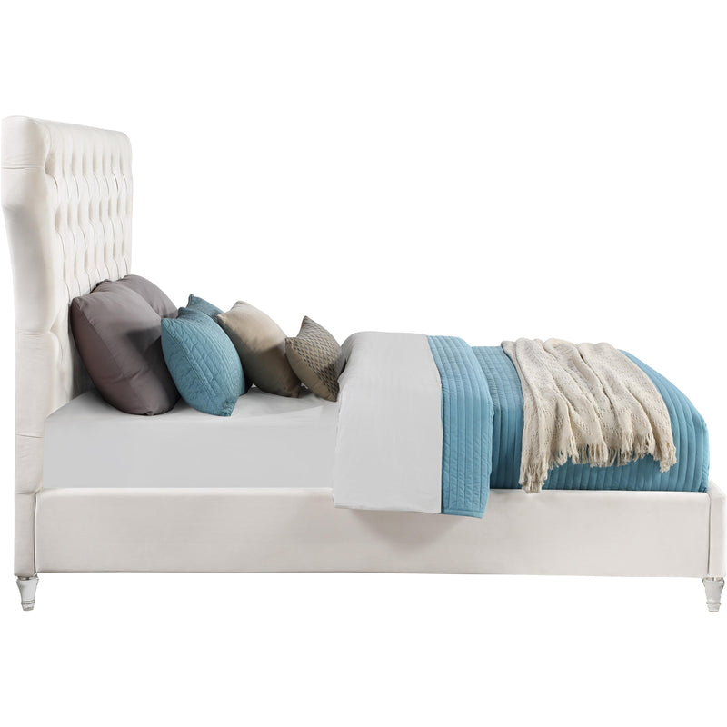 Meridian Kira Cream Velvet King Bed IMAGE 3