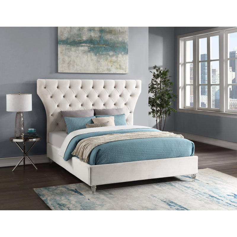 Meridian Kira Cream Velvet King Bed IMAGE 7