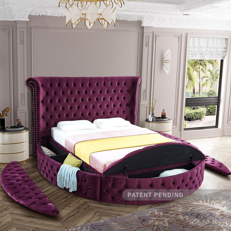 Meridian Luxus Purple Velvet Full Bed IMAGE 8