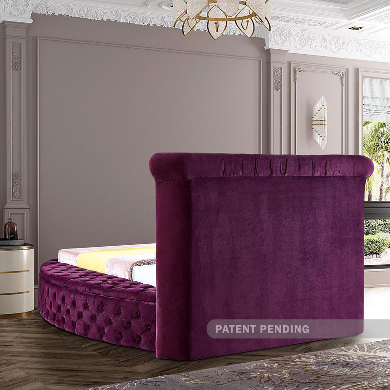 Meridian Luxus Purple Velvet Queen Bed IMAGE 10