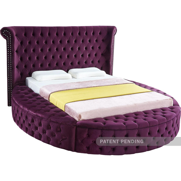 Meridian Luxus Purple Velvet Queen Bed IMAGE 1