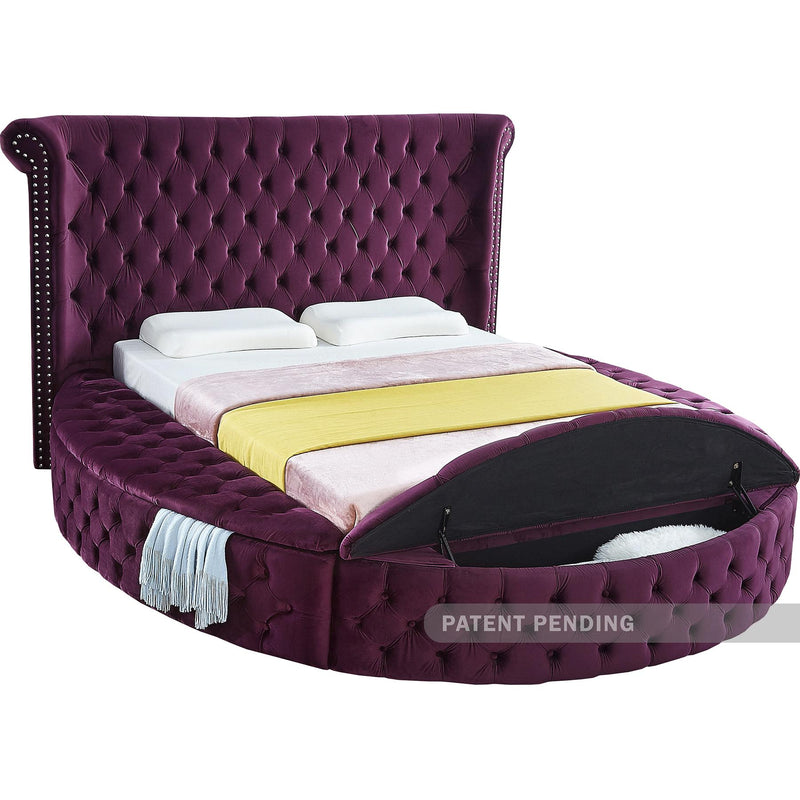 Meridian Luxus Purple Velvet Queen Bed IMAGE 2