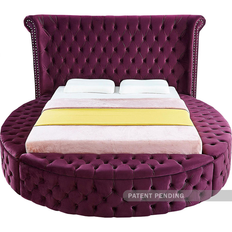 Meridian Luxus Purple Velvet Queen Bed IMAGE 3