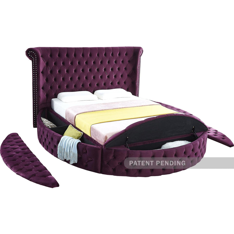 Meridian Luxus Purple Velvet Queen Bed IMAGE 4