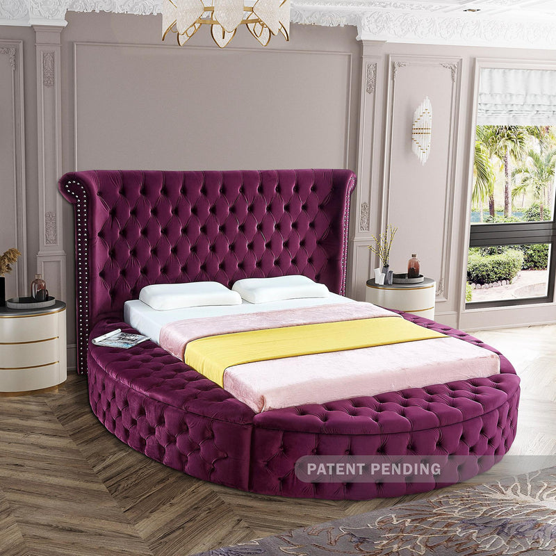 Meridian Luxus Purple Velvet Queen Bed IMAGE 5