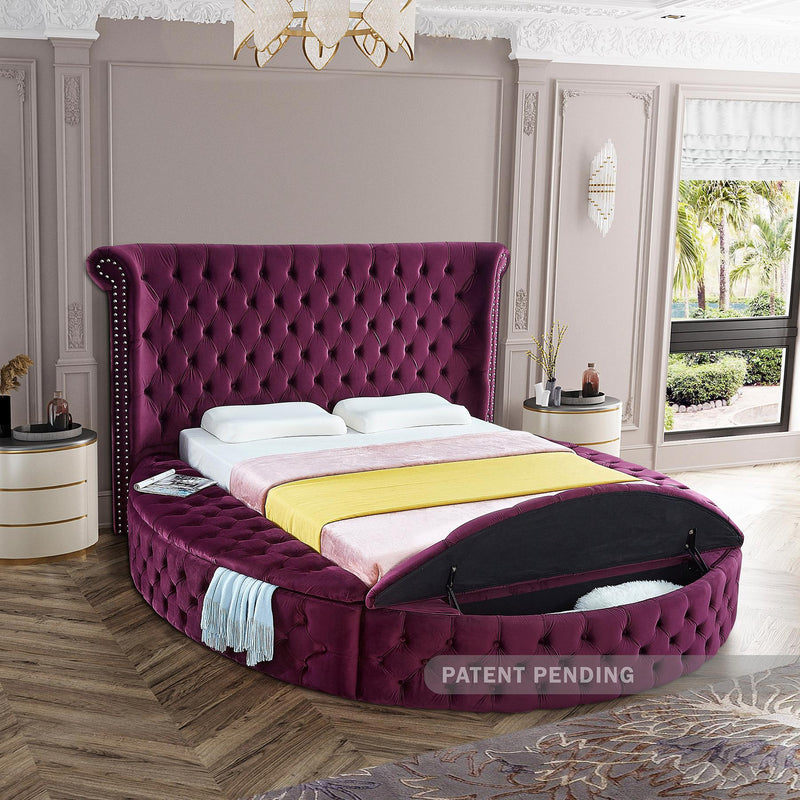 Meridian Luxus Purple Velvet Queen Bed IMAGE 6