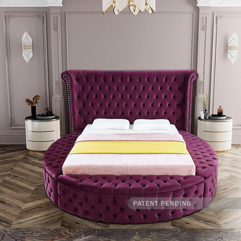 Meridian Luxus Purple Velvet Queen Bed IMAGE 7