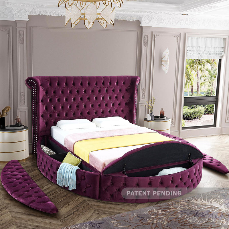 Meridian Luxus Purple Velvet Queen Bed IMAGE 8