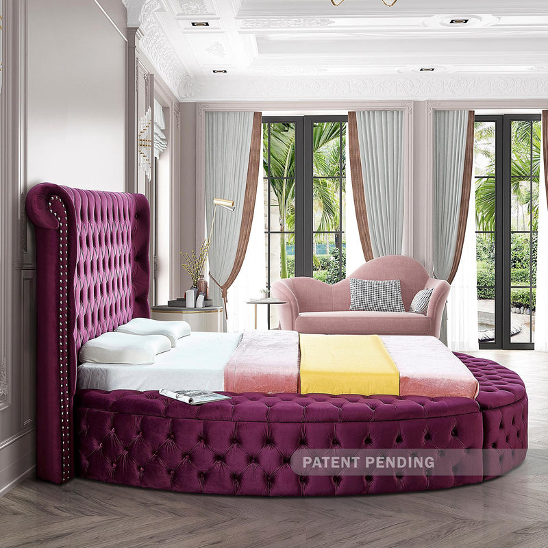 Meridian Luxus Purple Velvet Queen Bed IMAGE 9