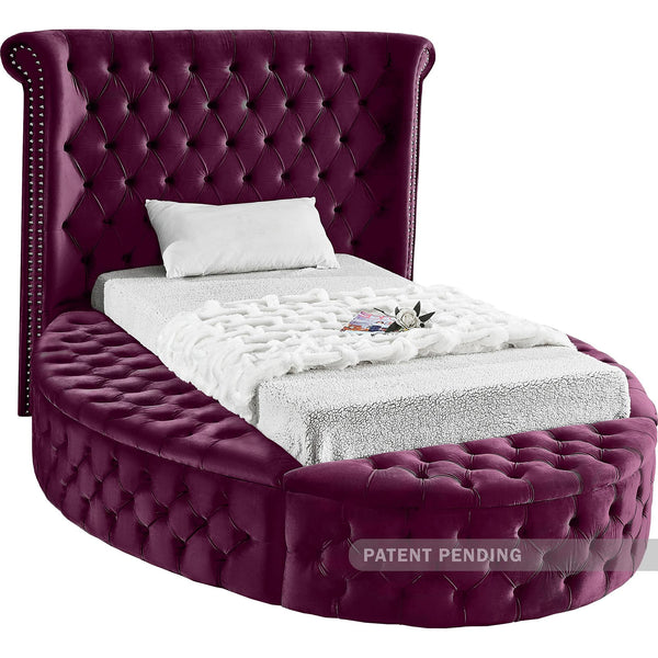 Meridian Luxus Purple Velvet Twin Bed IMAGE 1